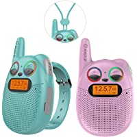 Los mejores  - QNIGLO Q136 Walkie Talkie Niños Recargable-Radio FM Alcance de 2 Km Ojos LED Parpadeantes Correa Portátil de Reloj…